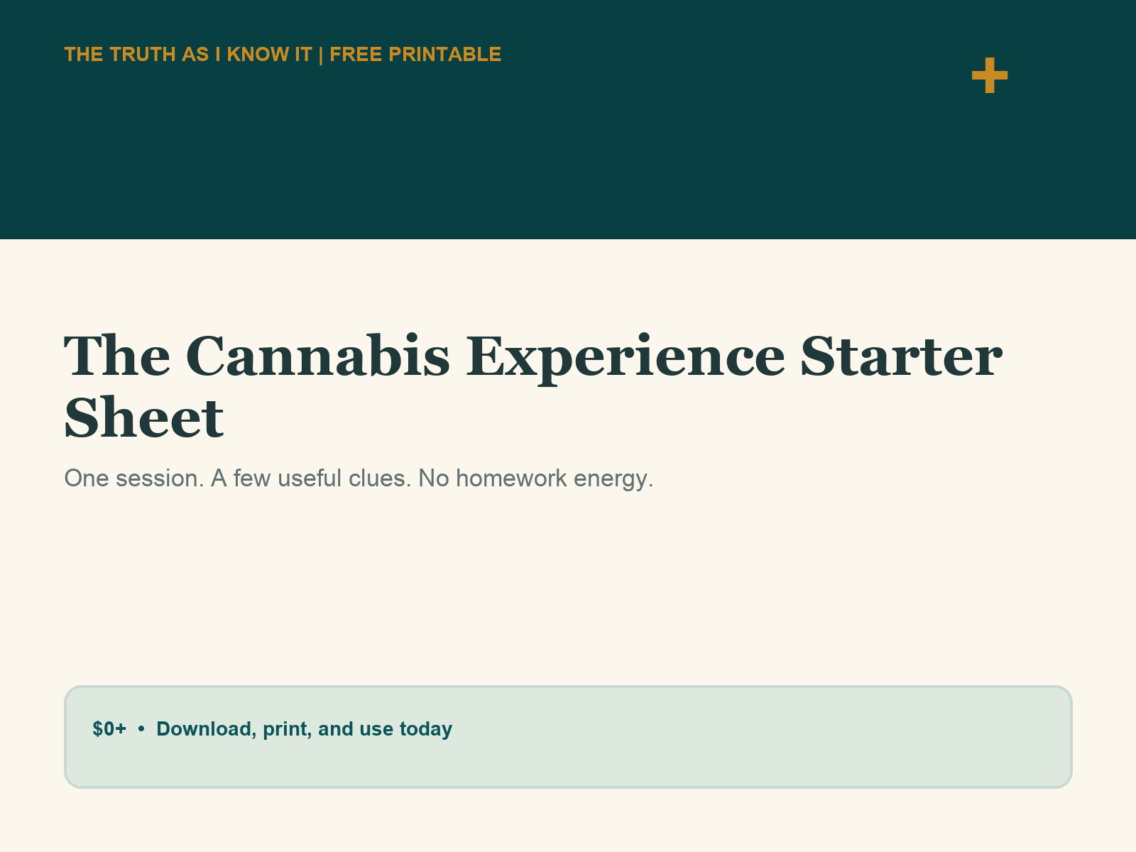 Cover of The Cannabis Experience Starter Sheet by Kelly Ausiello