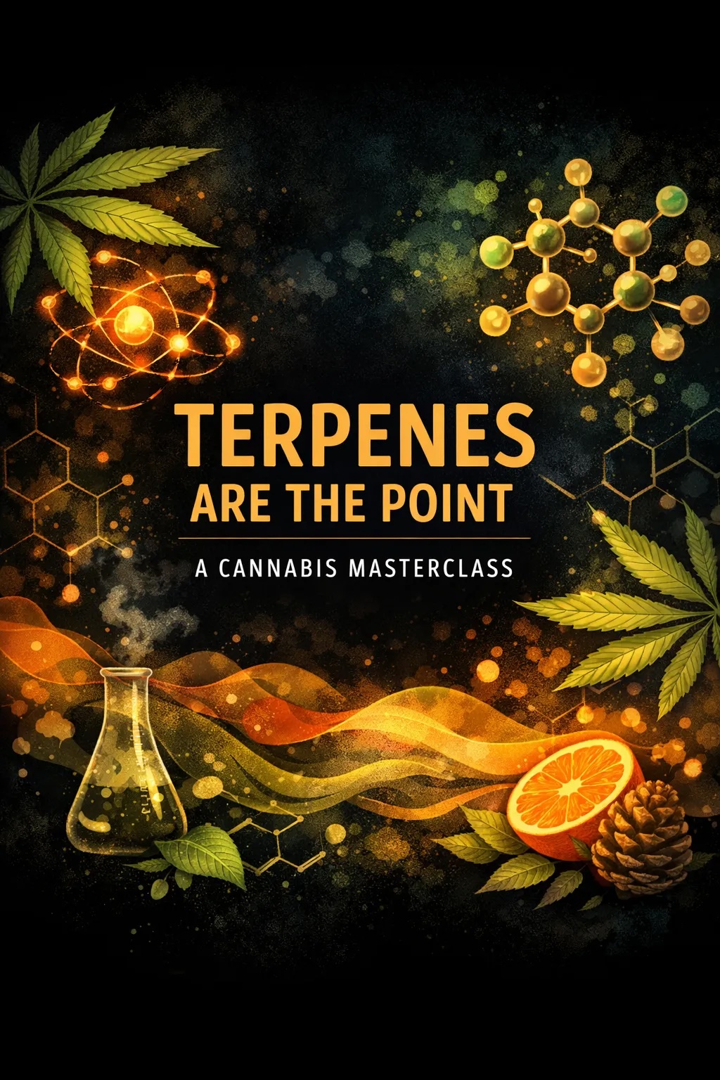 Cannabis plants and terpene education materials representing a deeper understanding of cannabis
